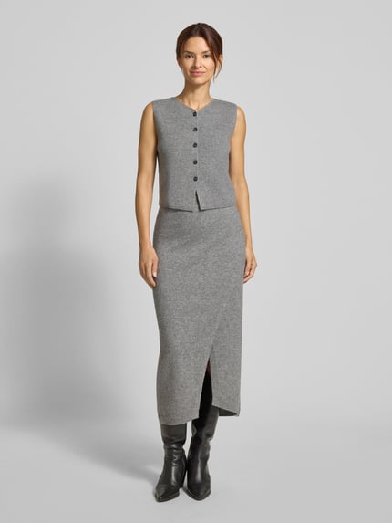 Oui Slim fit mouwloos vest met wol Lichtgrijs gemêleerd - 1