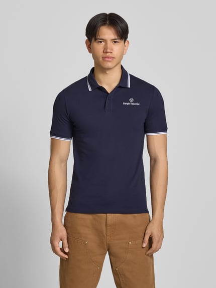 Sergio Tacchini Slim Fit Poloshirt mit Logo-Stitching Modell 'Reed' Dunkelblau 4