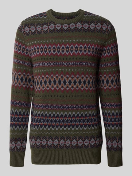 Barbour Sweter z żakardową strukturą Oliwkowy 1