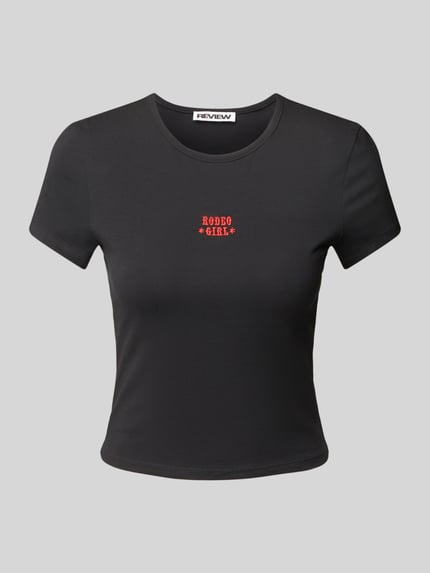 REVIEW T-Shirt mit Label-Stitching Black 2