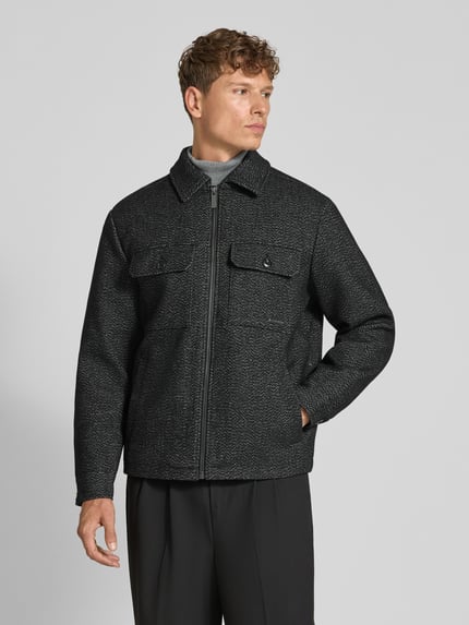 Tom Tailor Regular fit overhemdjack met wol Antraciet - 4