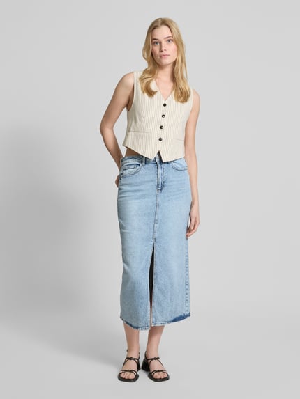 VILA Jeansrok met loopsplit, model 'JAF' Jeansblauw - 1