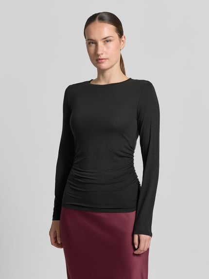 VERO MODA Slim Fit Langarmshirt aus Lyocell-Mix Modell 'AVA' Black 4