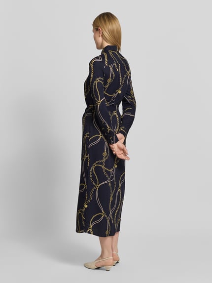 GANT Hemdblusenkleid aus Viskose mit Bindegürtel Marine 5