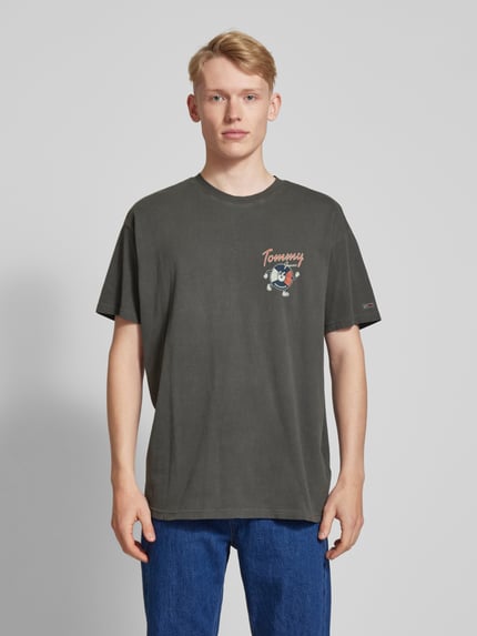 Tommy Jeans Relaxed Fit T-Shirt mit Logo-Stitching Modell 'NOVELTY' Black 4