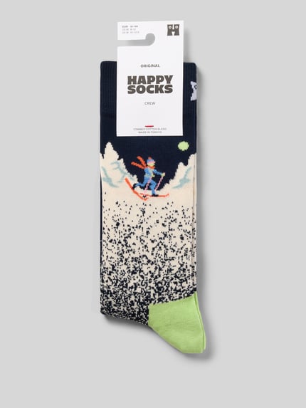 Happy Socks Socken aus elastischem Baumwoll-Mix Modell 'Snowy Night' Blau 3