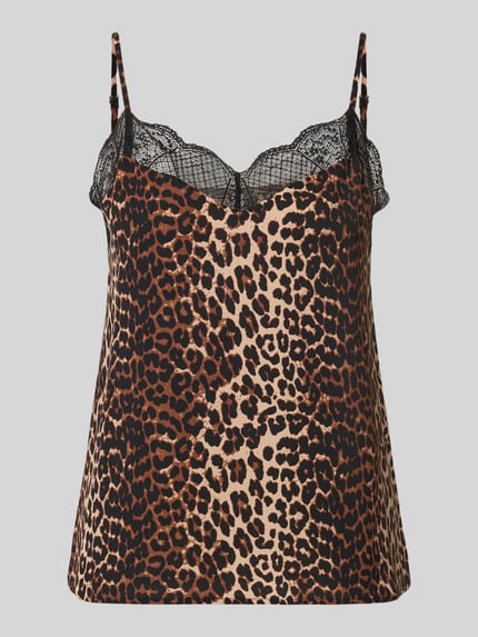 PIECES Loose Fit Blusentop mit Spitzenbesatz Model 'TIFFANY' Mittelbraun 2