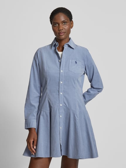 Polo Ralph Lauren Shirt Dress in Cord-Optik Bleu 4