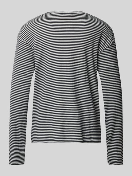 Jake*s Casual Pyjama-Oberteil mit geripptem Rundhalsausschnitt Dunkelblau 3