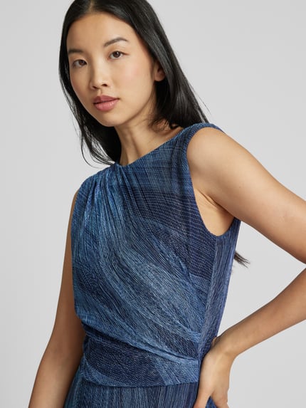 SWING Cocktailjurk met ronde hals Donkerblauw - 3