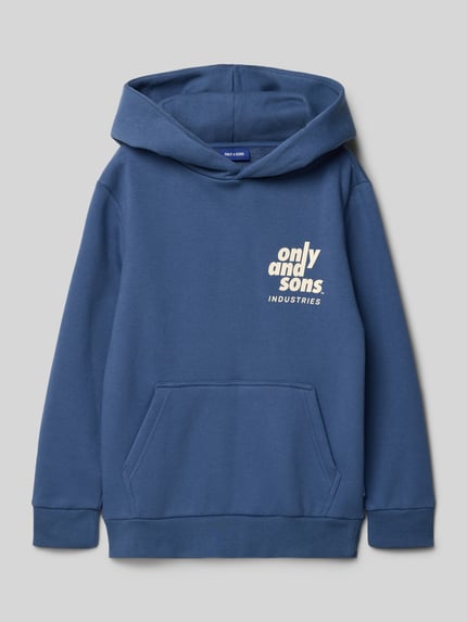 ONLY & SONS Regular fit hoodie van katoenmix, model 'HUDSON' Rookblauw - 1