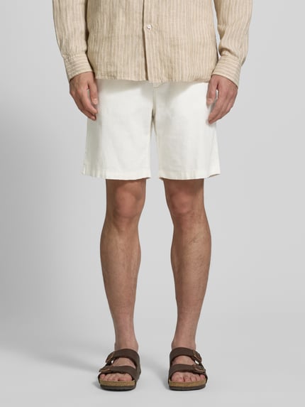 Selected Slim Fit Bermudas aus Baumwoll-Leinen-Mix Modell 'BRODY' Weiss 4