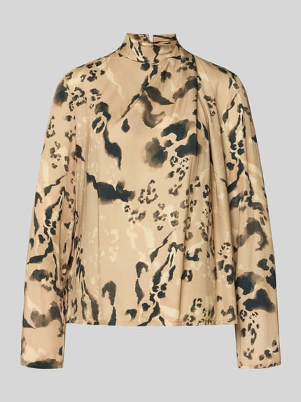 Jake*s Collection Blouse van viscose met opstaande kraag Camel - 2