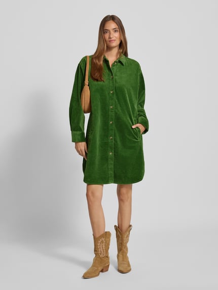 Jake*s Casual Knielange overhemdjurk van corduroy Grasgroen - 1