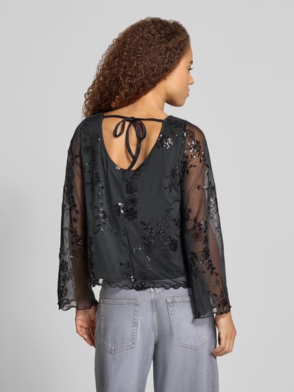 PIECES Langarmbluse mit Paillettenbesatz Black 5