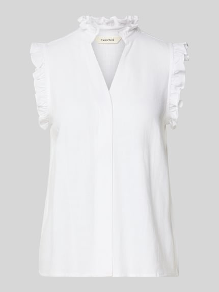 Selected Regular Fit Blusentop mit Leinen-Anteil Modell 'VIVA' Offwhite 2
