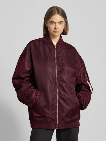 Karo Kauer Oversized Bomberjacke mit Eingrifftaschen Pflaume 4