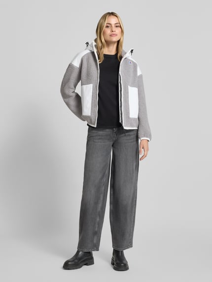 K-WAY Teddyjacke mit Label-Detail und Zweiwege-Reißverschluss Weiss 1