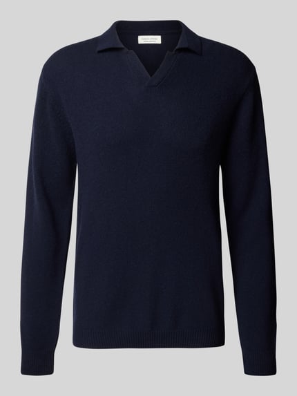 Casual Friday Gebreide pullover van wolmix met polokraag, model 'Karl' Donkerblauw - 2