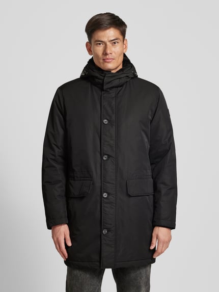 JOOP! COLLECTION Parka męska JOOP! Collection;Prosty krój;Kaptur z tunelem;Model ‘Moratos’;Kieszenie z patką;Zapięcie na guzik;Ozdobne szwy;Długość tyłu w rozmiarze 50: 91 cm;Szerokość ramion w rozmiarze 50: 49 cm;Szerokość klatki piersiowej w rozmiarze 50: 54 cm;Długość rękawa w rozmiarze 50: 67 cm Czarny 4