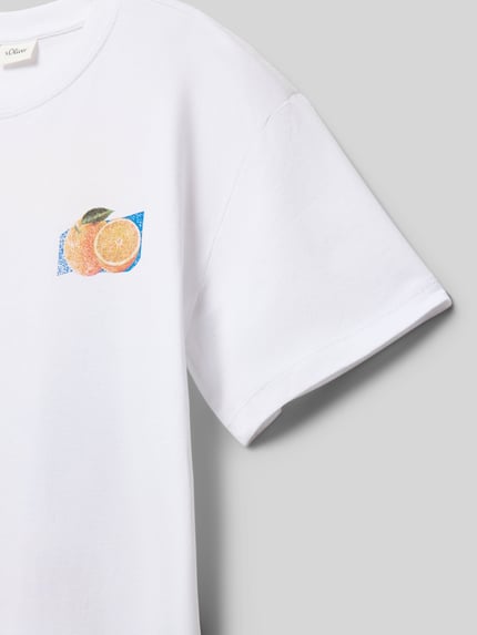 s.Oliver RED LABEL t-shirt o kroju regular fit z bawełny Biały 2