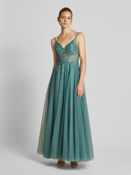 LUXUAR FASHION Avondjurk met strass-steentjes Groen - 4