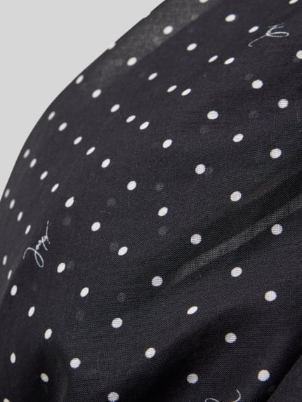 Productfoto, Pareo im semitransparenten Design Modell 'Brismar' van JOOP! Collection, zwarte stof met witte stippen en allover-logo print