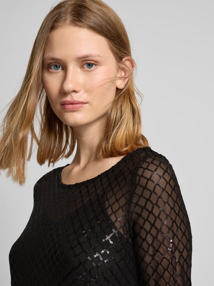 VERO MODA Paillettenkleid mit Gitterkaro aus Pailletten auf Mesh Modell 'SAFINA Black 3