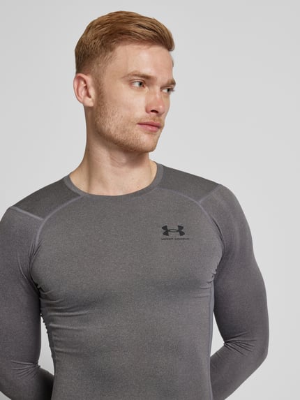 Under Armour Slim Fit Sport-Langarmshirt mit Logo-Print Modell 'HeatGear®' Hellgrau 3
