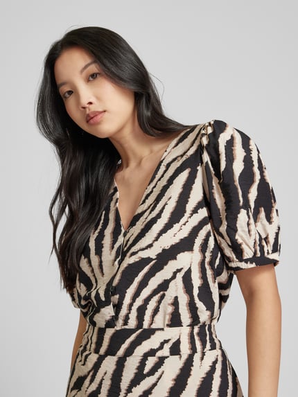OBJECT Blouse van viscosemix met all-over motief Zwart - 3