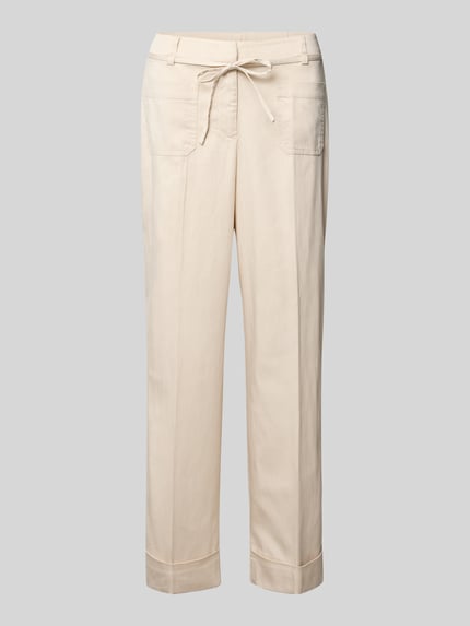 OPUS Straight leg stoffen broek met persplooien, model 'Meeri' Zand - 2