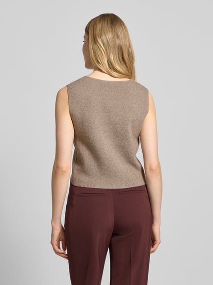 Oui Slim Fit Strickweste mit Woll-Anteil Taupe 5