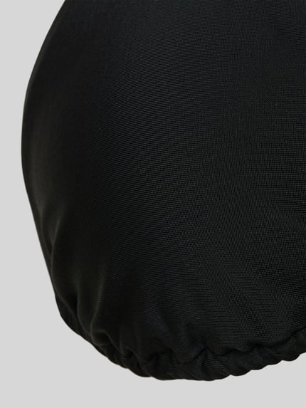Produktfoto, Bikini-Oberteil mit Logo-Print von adidas Originals, efekt: jednolity kolor, niewatowane miseczki, aplikacja: nadruk z logo, dekolt w serek, zapięcie: taśma do wiązania, czarna gładka powierzchnia, delikatna tekstura tkaniny