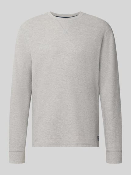 Produktfoto, Regular Fit Longsleeve mit Waffel-Struktur van Scotch & Soda, puur katoen, wafelstructuur, ronde hals, labelpatch, ruglengte maat M 65 cm