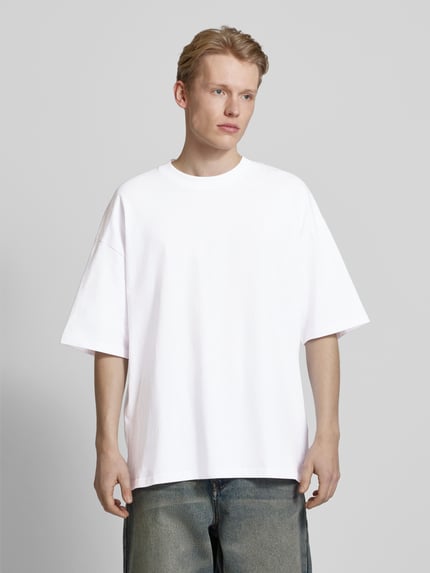 REVIEW T-shirt o kroju oversized z nadrukiem z logo Biały 4