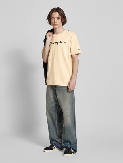 Champion T-Shirt mit Label-Print Beige 1