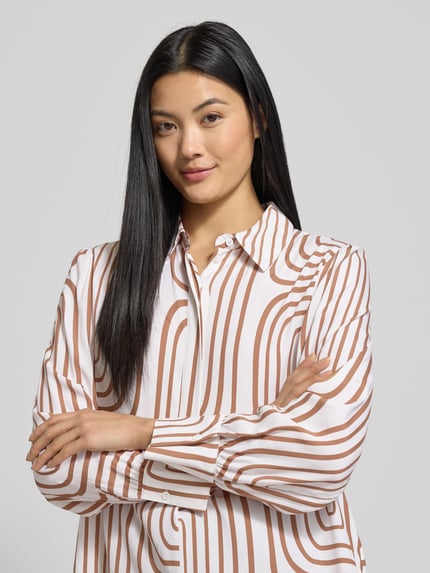 HERZENS Overhemdblouse van zijdemix Lichtbruin - 3