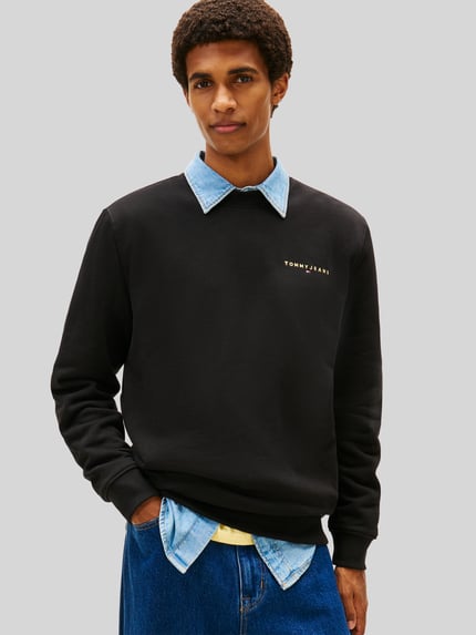 Tommy Jeans Bluza o kroju regular fit z małym napisem z logo Czarny 4