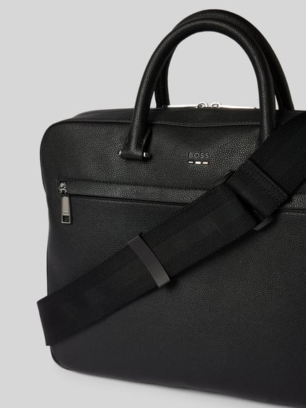 BOSS Torba na laptop z detal z logo model 'Ray' Czarny 3