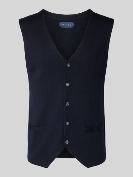 Christian Berg Men Wollweste mit V-Ausschnitt Marine 2
