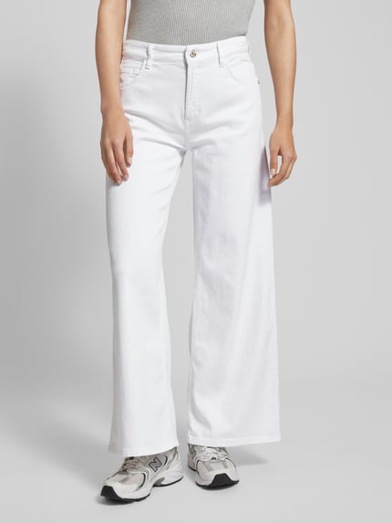 CAMBIO Flared Jeans mit verkürztem Schnitt Modell 'PALLAZZO' Weiss 4