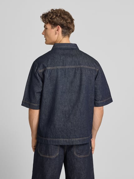 REVIEW Regular Fit Jeanshemd mit Brusttasche Dunkelblau 5