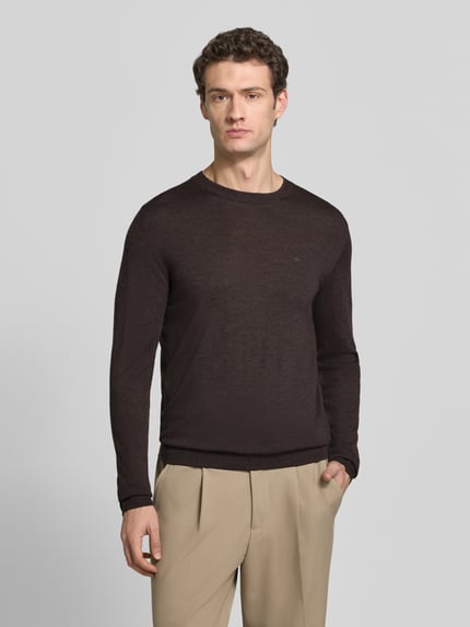 Fynch-Hatton Strickpullover aus Wolle mit Rundhalsausschnitt Dunkelbraun 4