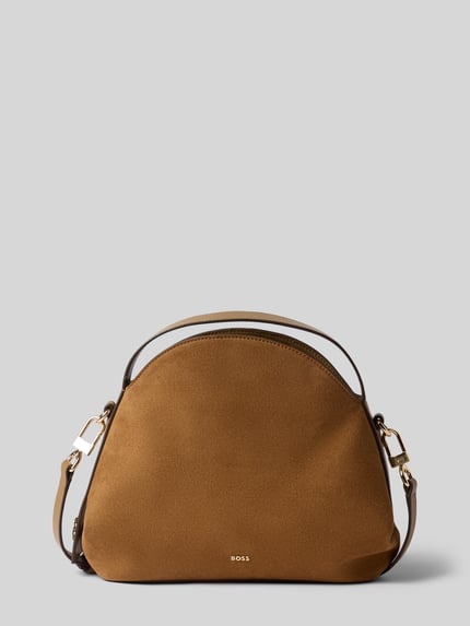 BOSS Henkeltasche aus Kalbvelours mit Crossbody-Riemen Camel 1