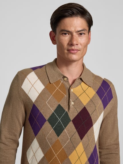 GANT Pullover aus Lammwolle mit Polokragen Hellbraun 3