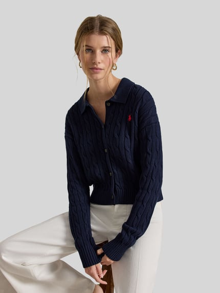 Polo Ralph Lauren Regular Fit Strickjacke aus reiner Baumwolle Marine 6
