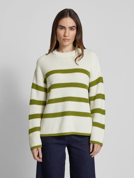 Selected Gebreide pullover met extra brede schouders, model 'BLOOMIE' Olijfgroen - 4