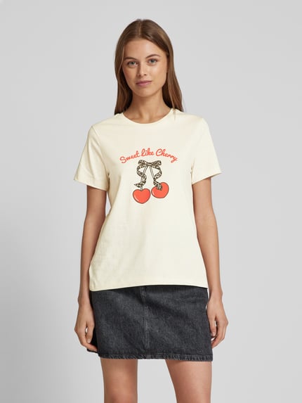 VERO MODA Regular Fit T-Shirt aus reiner Baumwolle Modell 'VANESSA' Offwhite 4