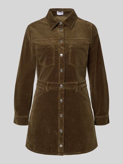 Jake*s Casual Mini-jurk in ribcordlook met borstzakken Olijfgroen - 2