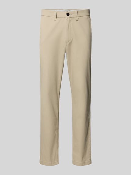 Produktfoto, beige Straight Fit Chino mit Gesäßtaschen Modell 'Stollie' von Jack & Jones, elastischer Baumwoll-Mix, glatte Struktur